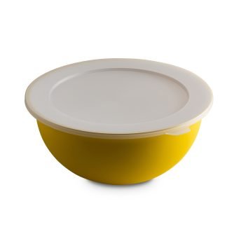 Ciotola insalatiera con coperchio 3,5 l antibatterica Sanaliving - Giallo